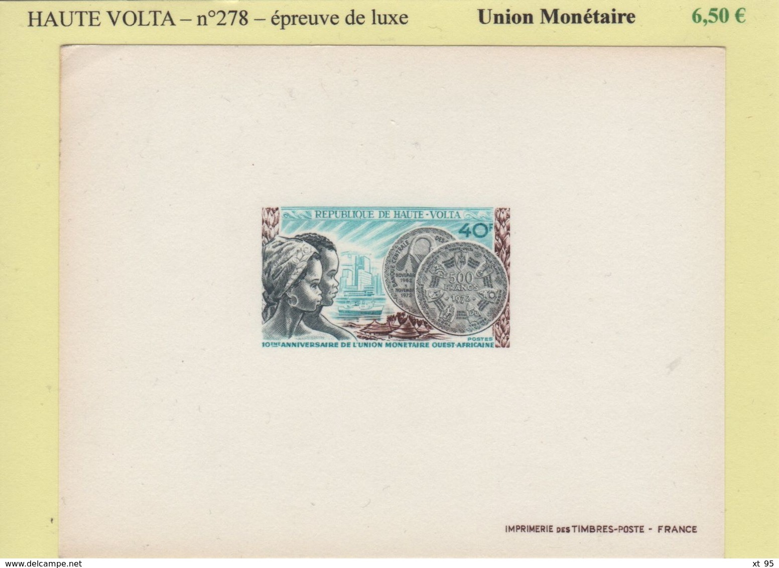 Haute Volta - Epreuve De Luxe - N°278 - Union Monetaire - Haute-Volta (1958-1984)