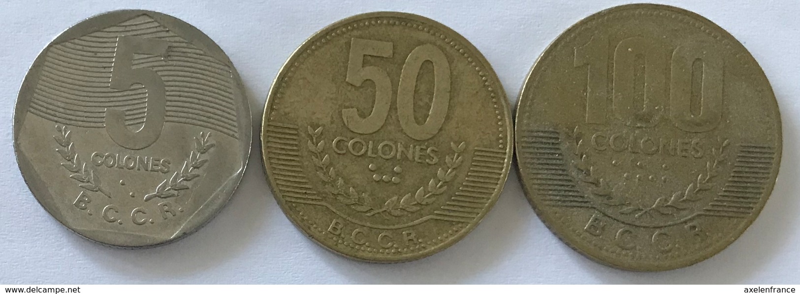 Costa Rica - 5 Colones 1993 - 50 Colones 1999 - 100 Colones 2000 - Costa Rica