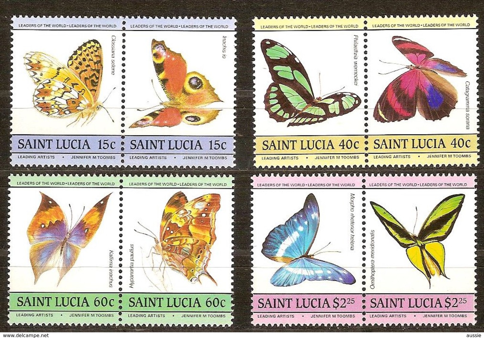 Faune Vlinders Papillons Butterflies Saint Lucia 1985 Yvertnr. 720-27 *** MNH Cote 7,50 Euro - St.Lucia (1979-...)