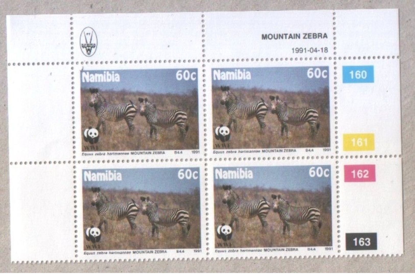 Namibia 1991 WWF Mountain Zebra Blocks Of Stamps MNH - Namibia (1990- ...)