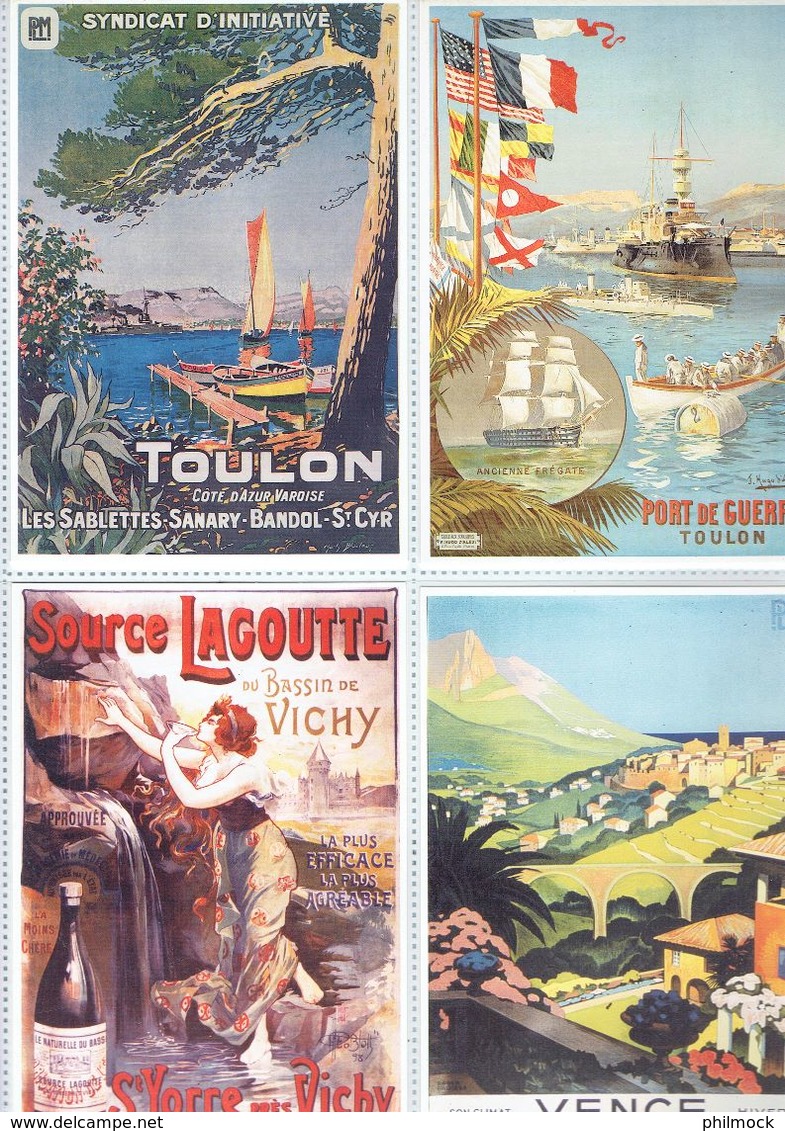 4 Anciennes Pubs P.L.M. Toulon - Toulon Port De Guerre - St-Yorre Vichy - Vence-Nice - Autres & Non Classés