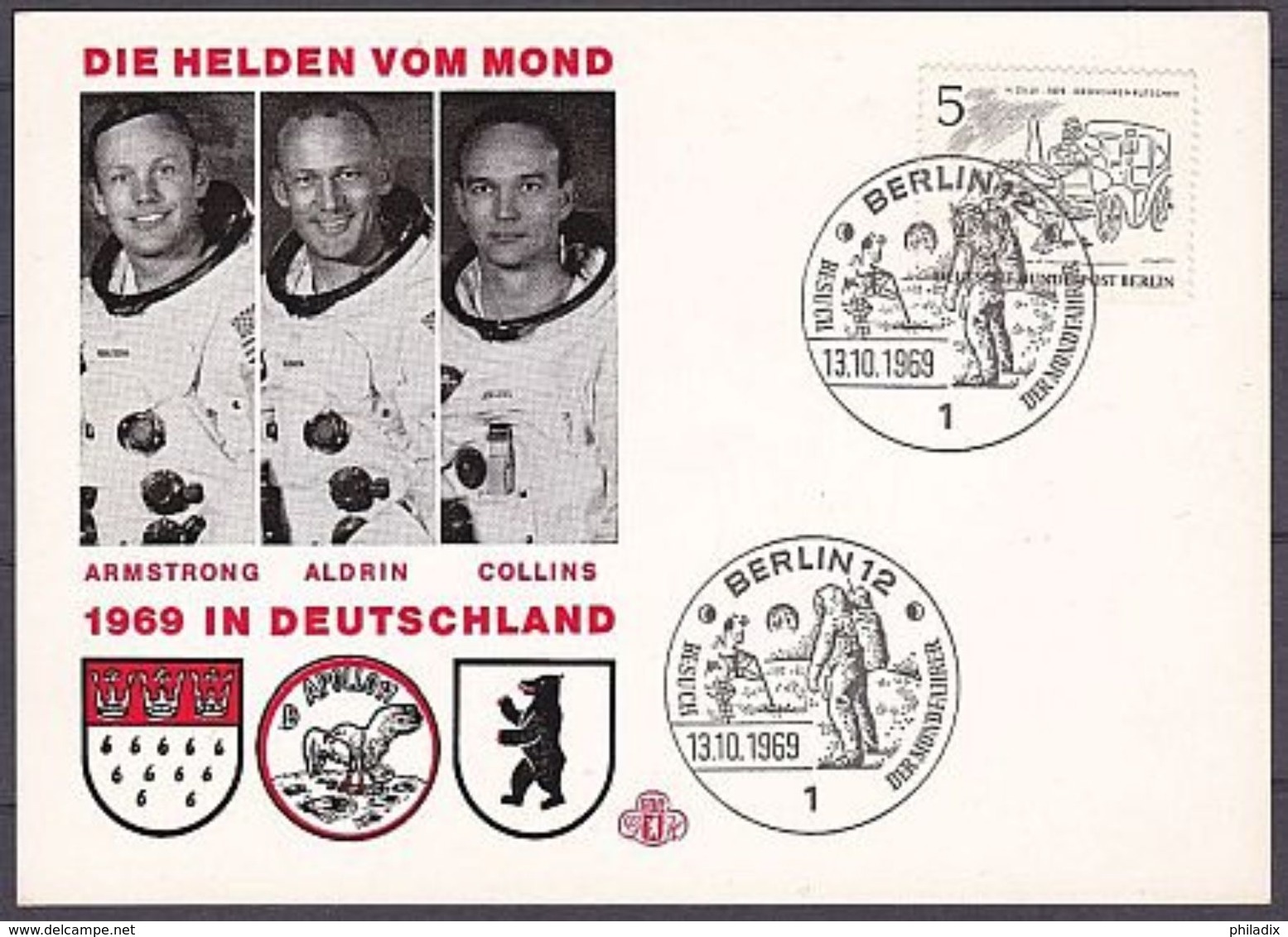 (3) Gedenkkarte Die Helden Vom Mond 1969 (G-1-93) - Briefe U. Dokumente