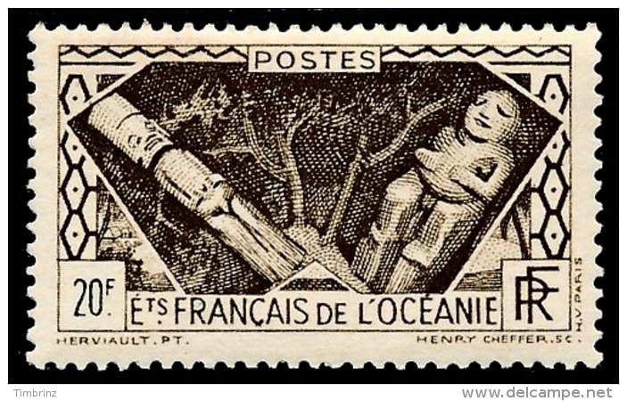 OCEANIE (Ets Fr.) 1934 - Yv. 120 **   Cote= 4,30 EUR - Tikis Polynésiens 20f  ..Réf.AFA22897 - Ungebraucht