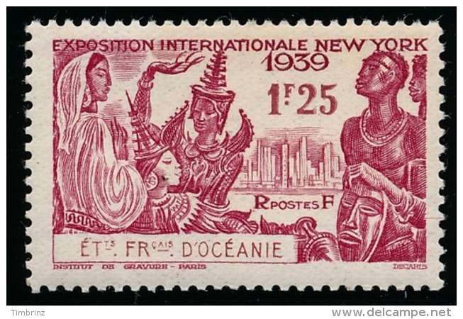 OCEANIE (Ets Fr.) 1939 - Yv. 128 **   Cote= 3,00 EUR - Expo Intern. De New-York 1f25  ..Réf.AFA22902 - Ungebraucht