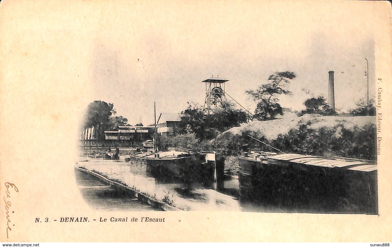 Denain - Le Canal De L'Escaut (animée, Batellerie, Cambay 1901) - Chiatte, Barconi