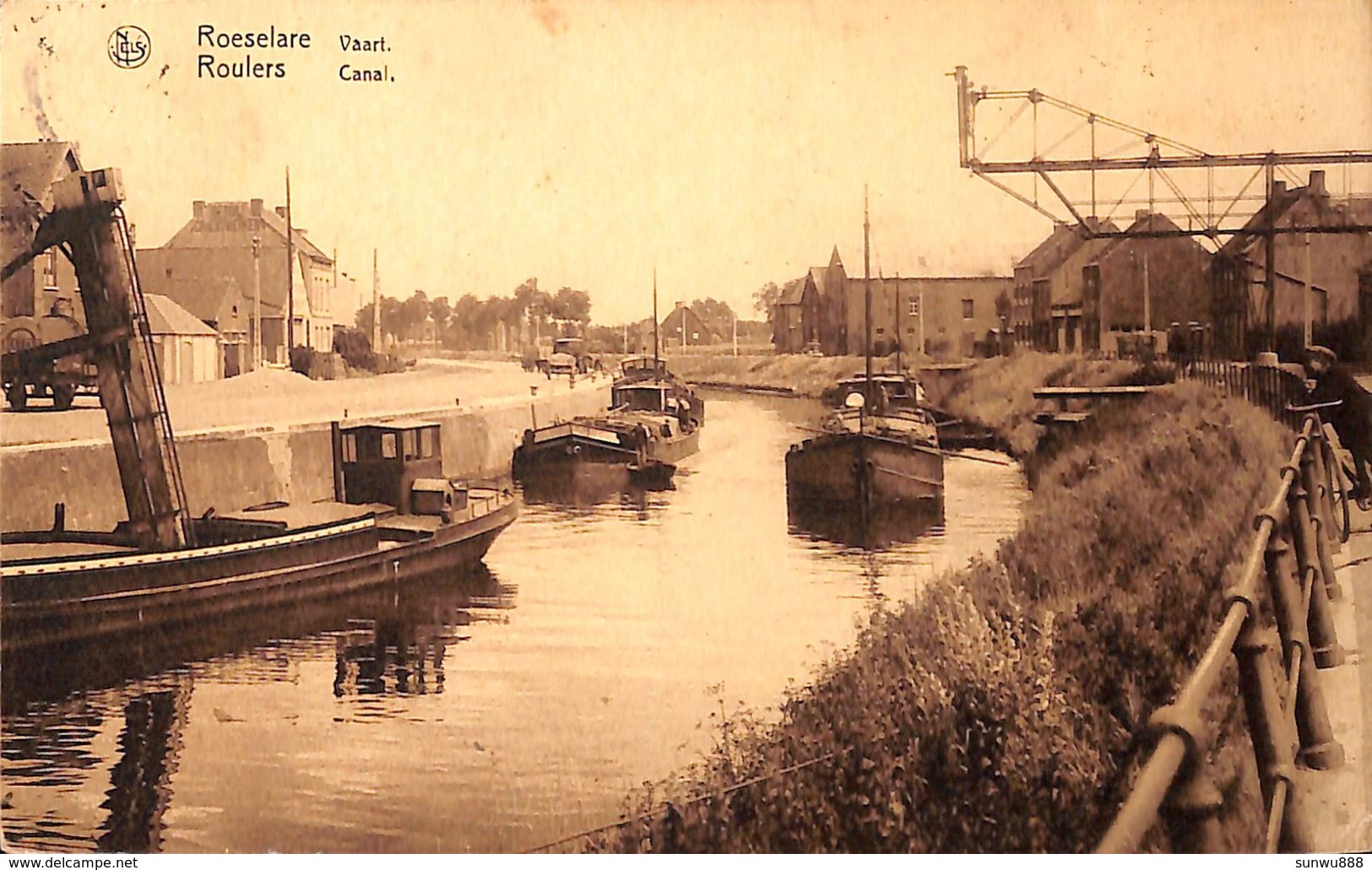 Roeselare Roulers - Vaart Canal (animée, Batellerie, Péniche, 1934, De Brauwer Roelens) - Roeselare