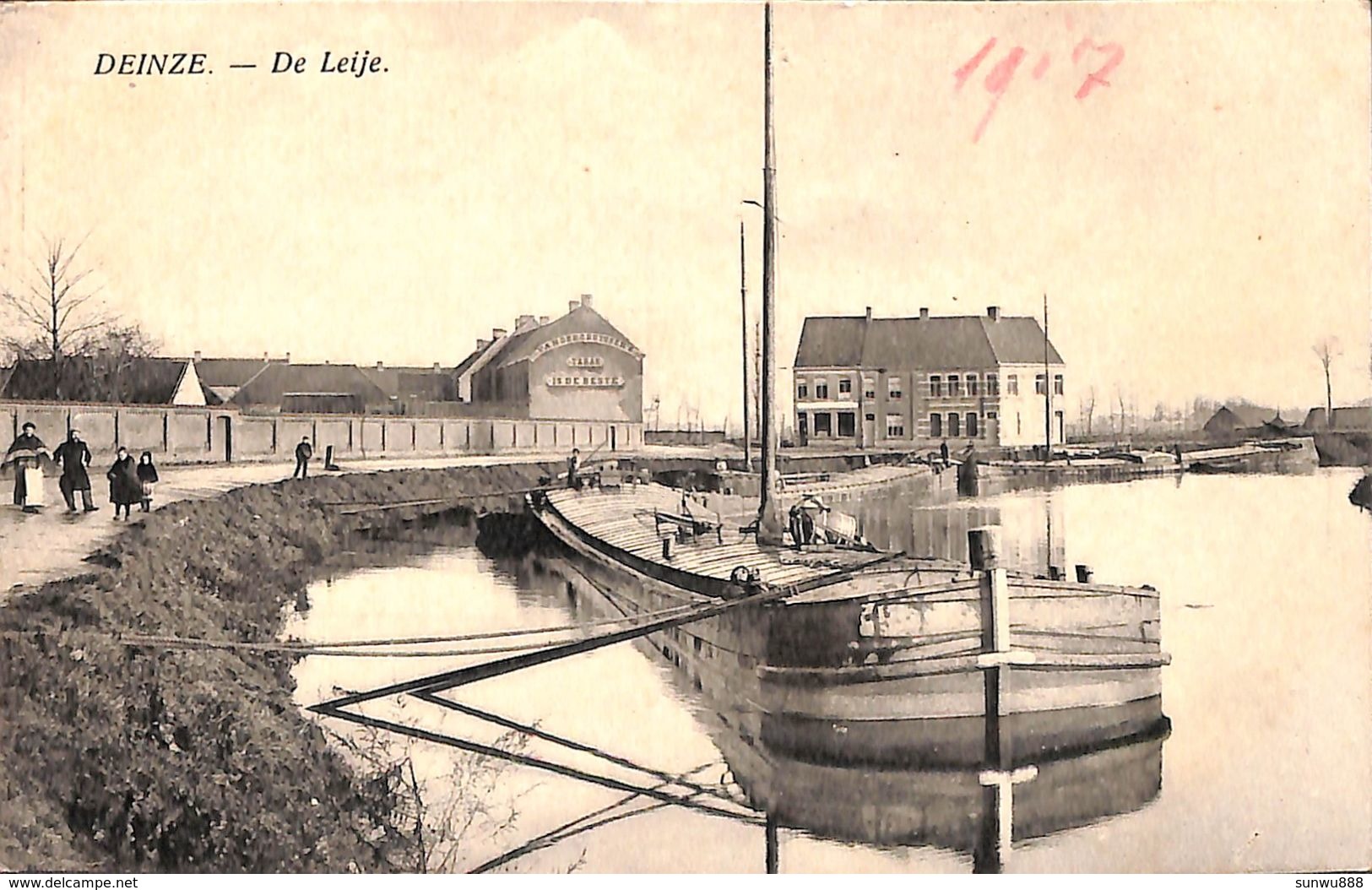 Deinze - De Leije (animée, Batellerie, Péniche, Uitg.  Janssens 1917) - Deinze