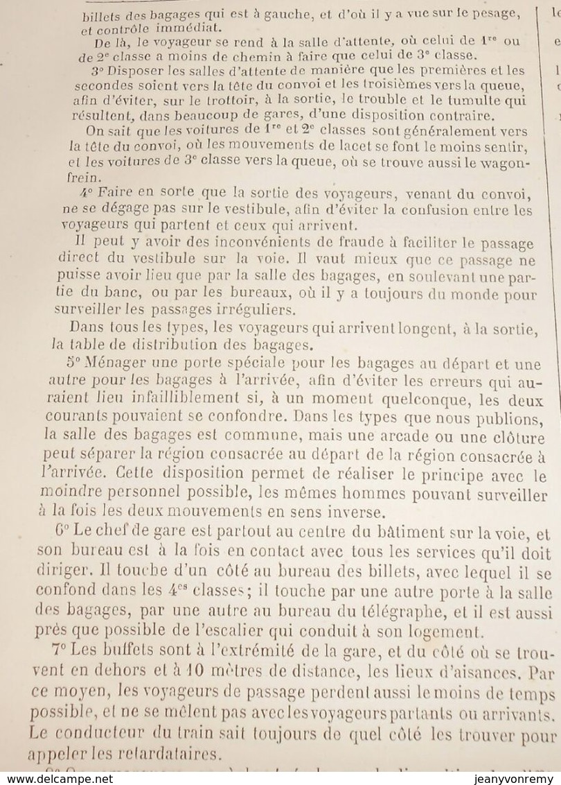 Plan De Type De Bâtiment De Voyageurs Pour Station De 3ème Classe Du Chemin De Fer D'Ancône à Bologne. 1861 - Travaux Publics