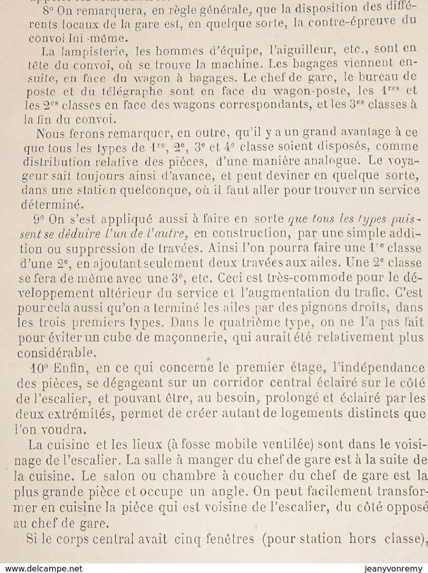 Plan De Type De Bâtiment De Voyageurs Pour Station De 3ème Classe Du Chemin De Fer D'Ancône à Bologne. 1861 - Public Works