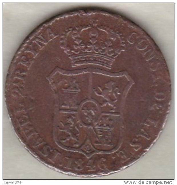 Espagne  Catalogne , 3 Quartos 1846 . Isabel II. KM# 126 - Monnaies Provinciales