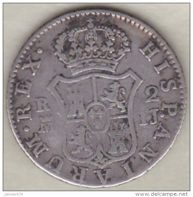 Espagne , 2 Reales  1813 IJ Madrid .Fernando VII . Argent . KM# 474.3 - Primi Conii