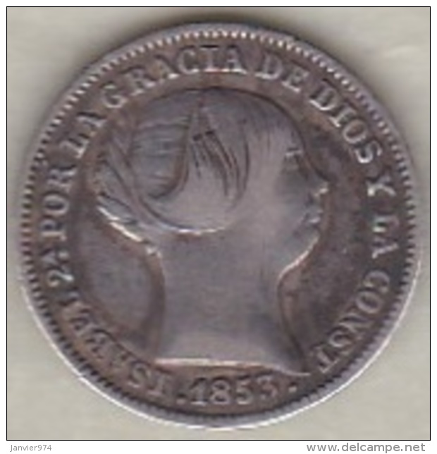 Espagne, 1 Real 1853 (* à 6 Branches).  Isabel II . Argent. KM# 598.2 - Premières Frappes