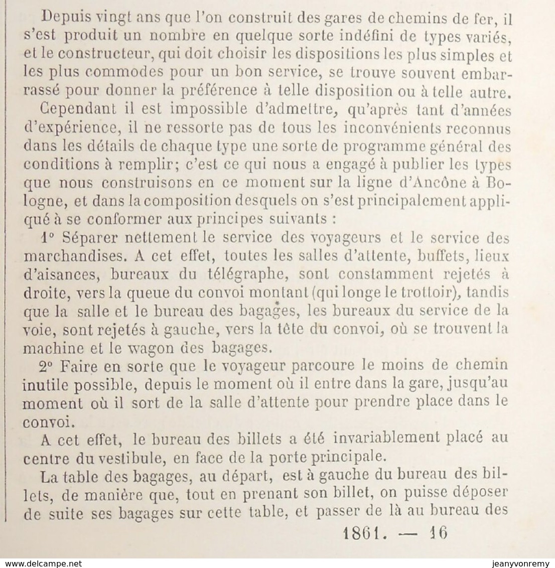 Plan De Type D'abris De Voyageurs.Chemin De Fer D'Ancône à Bologne. 1861 - Travaux Publics