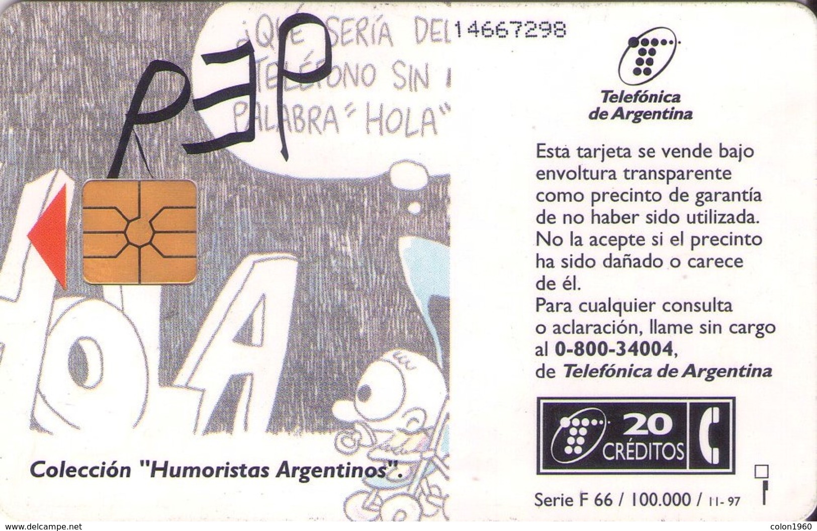 TARJETA TELEFONICA DE ARGENTINA. CARTOONS - DIBUJOS (066) - Argentinien
