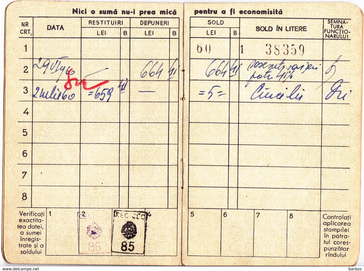 Romania , Roumanie , 1960 , Carnet CEC , Banking Cec Book - Cheques & Traveler's Cheques