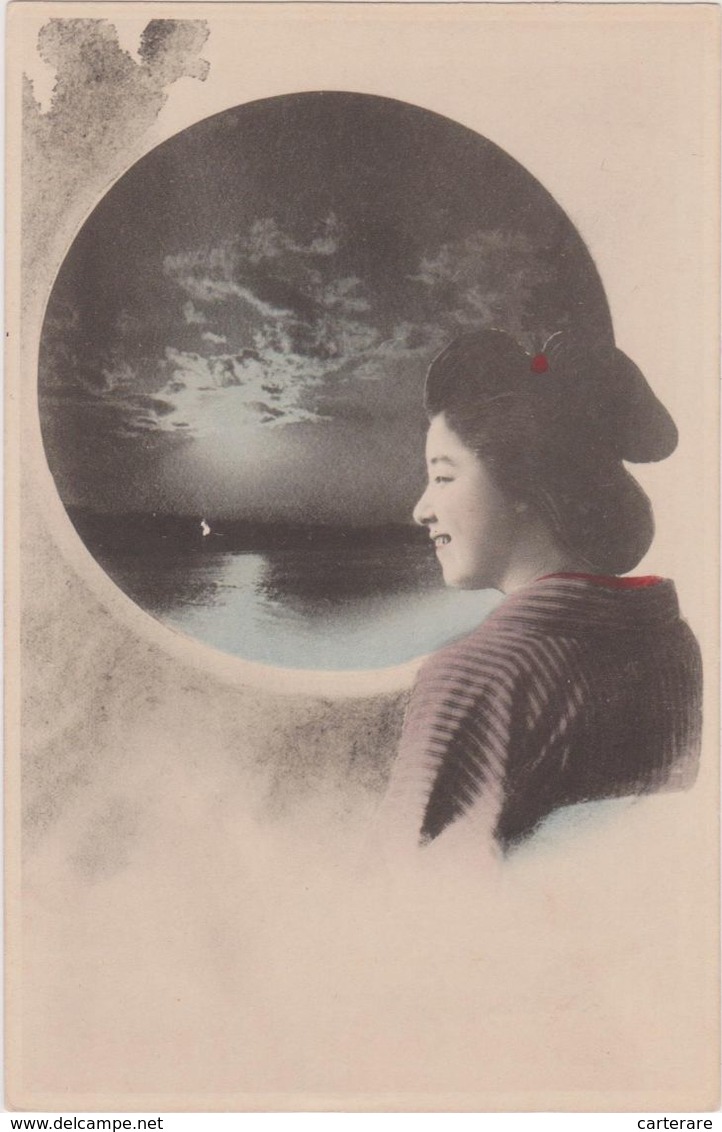 Cpa,asie,asia,japon,japan ,chine,china,kobe,nippon, Japanese,japonais ,1912,femme,geisha,tombée La Nuit - Andere & Zonder Classificatie