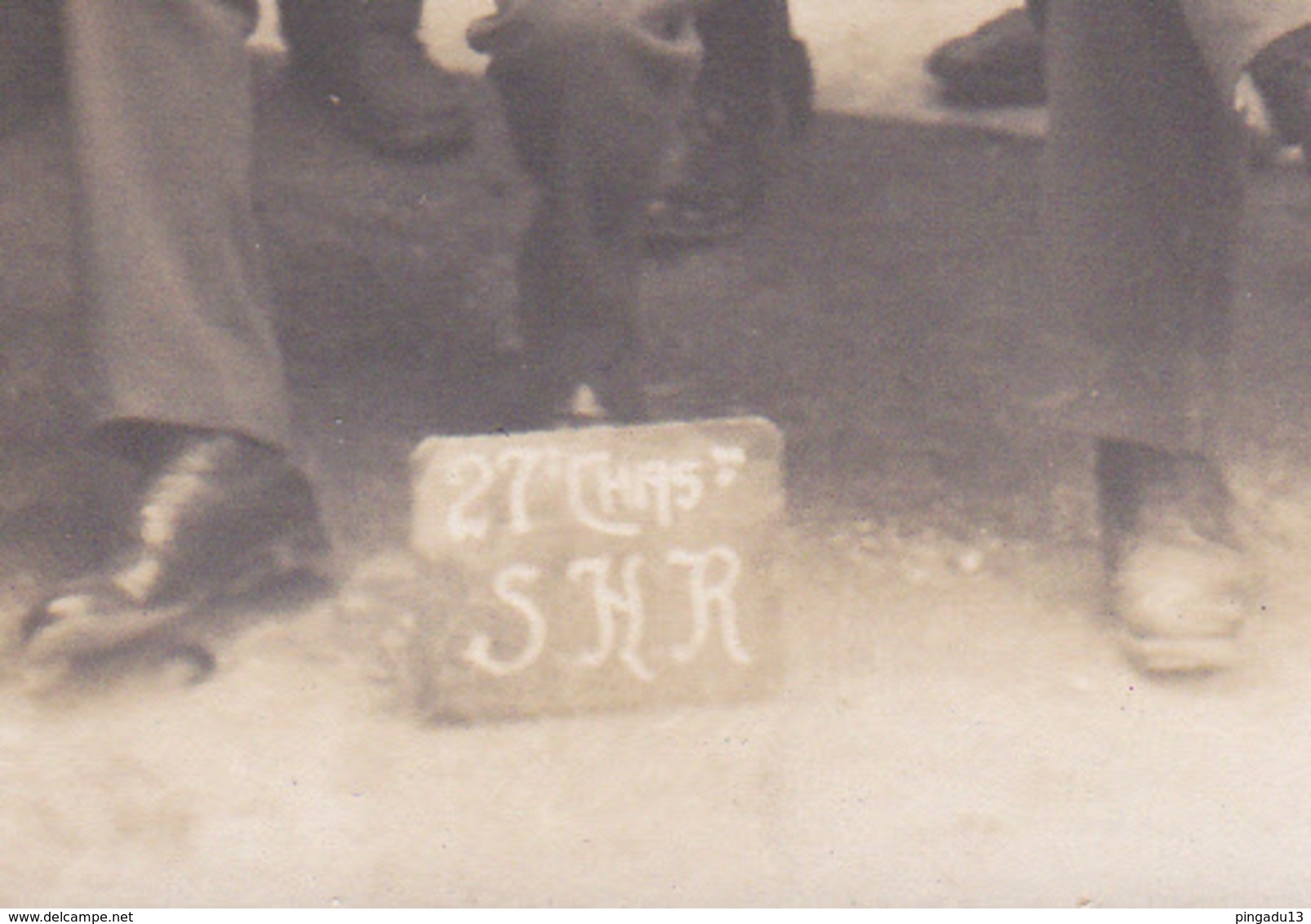 Fixe Carte Photo La SHR Section Hors Rang Du 27 ème Régiment Chasseurs Alpins à Pieds Chasseur Alpin Excellent état - Guerre 1914-18