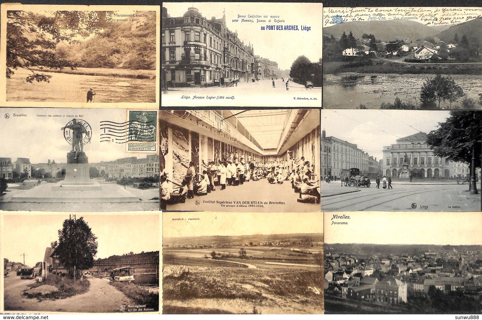 Belgique - lot 121 cartes (Liège Spa Manhay Bruxelles...animée, automobile Grand Bazar DVD...voir scans)