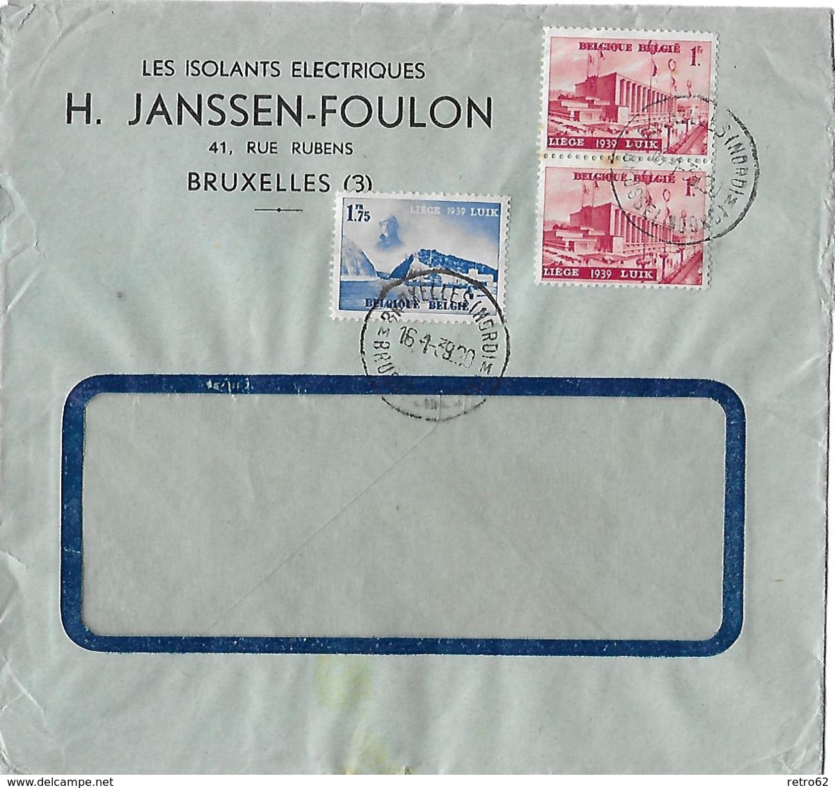 1939 BRUXELLES → Lettre H.Janssen-Foulon - Briefe U. Dokumente