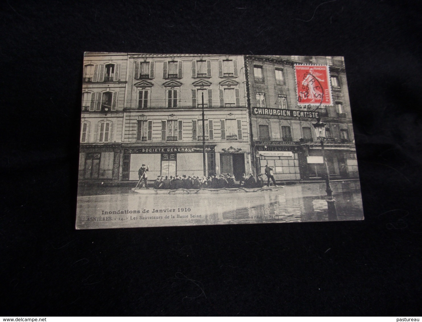 Asnières .Innondations De 1910.Les Sauveteurs De La Basse Seine . La Société Générale  . Voir 2 Scans . - Asnieres Sur Seine