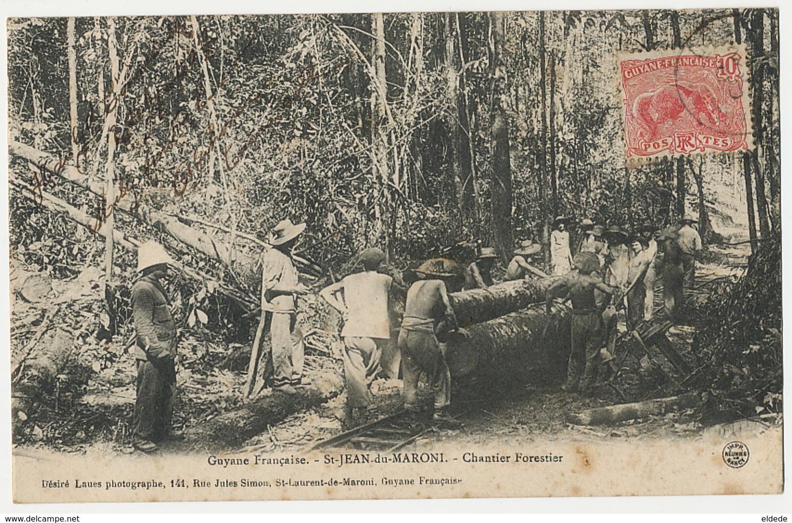 Guyane Française St Jean Du Maroni Chantier Forestier Bagne Bagnards Convicts Train Bois Voyagé - Prison