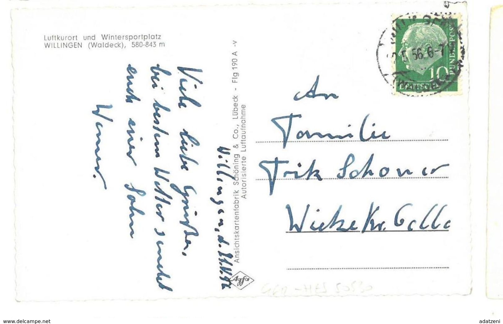 Germania Luftkurort Und Wintersportplatz WILLINGEN (Waldeck) Viaggiata 1956 - Waldeck