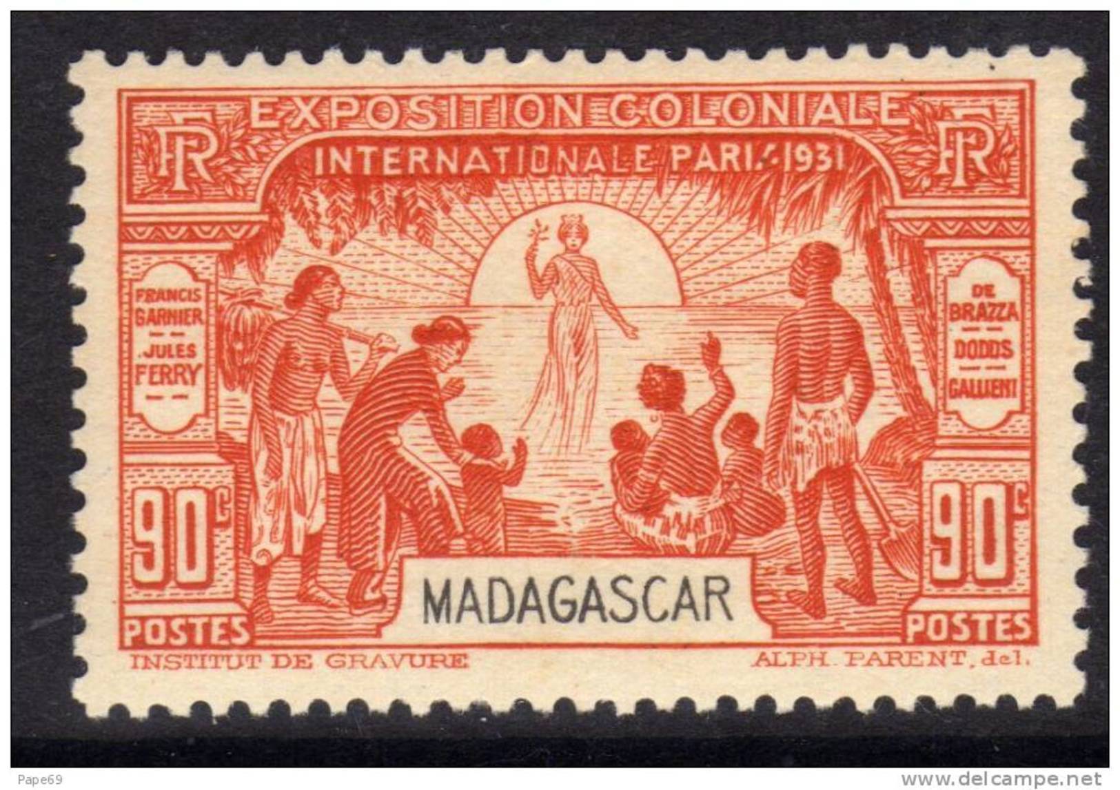 Madagascar N° 181  XX Exposition Coloniale De Paris : 90 C. Orange Sans Charnière TB - Nuovi