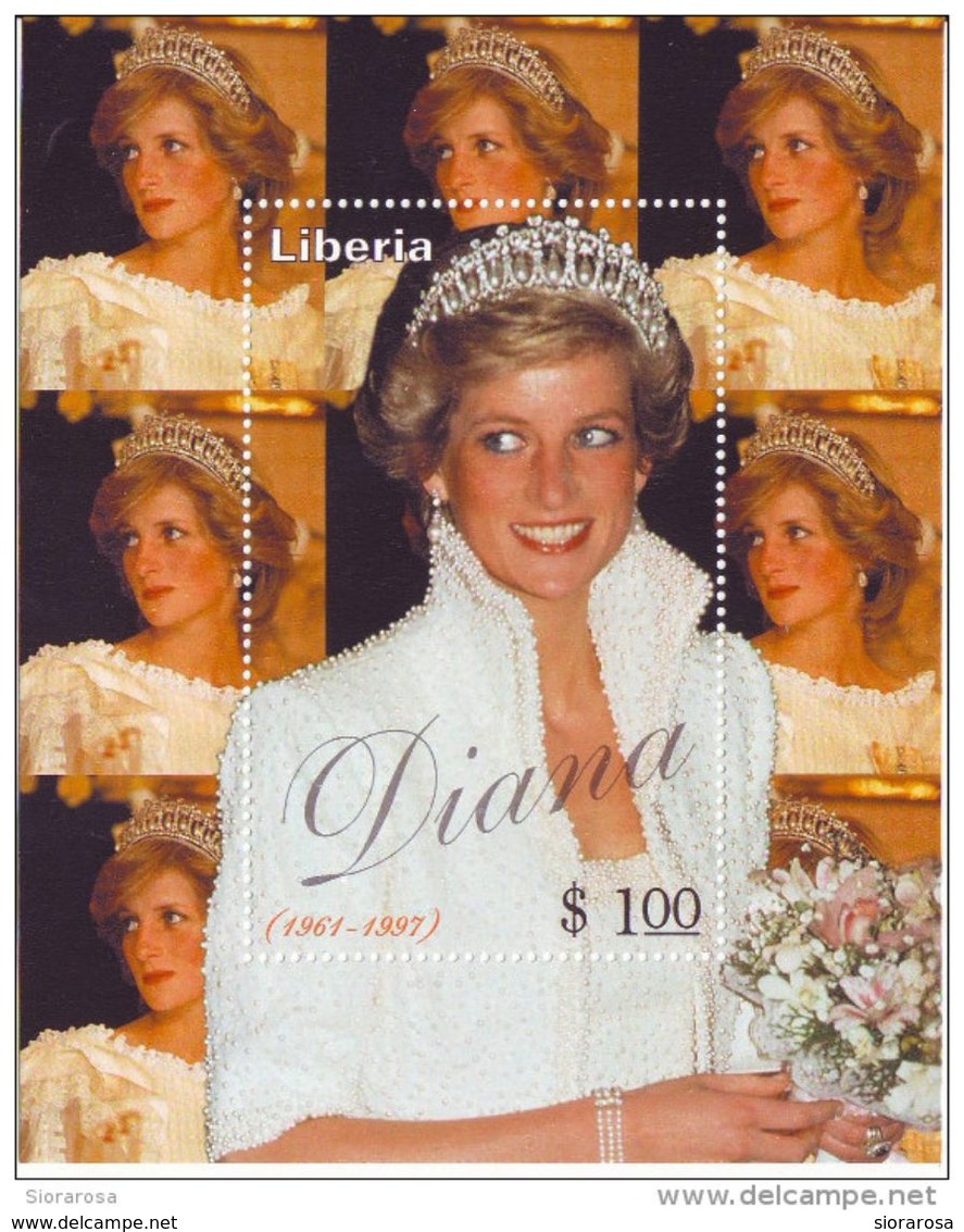 Liberia  Principessa Lady Diana Foglietto Nuovo MNH - Case Reali