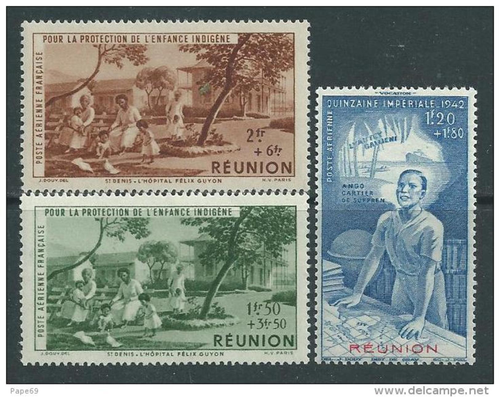 Réunion PA N° 7 / 9  XX P.E.I.Q.I. Les 3 Valeurs Sans Charnière, TB - Ungebraucht