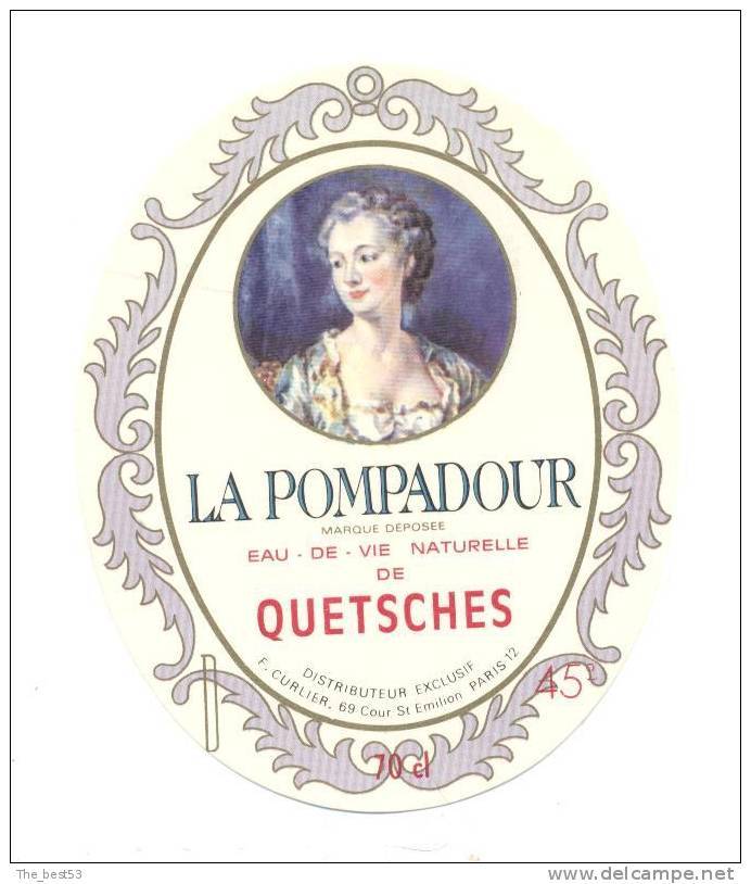 Etiquette     Eau De Vie De Quetsches   La Pompadour - Other & Unclassified