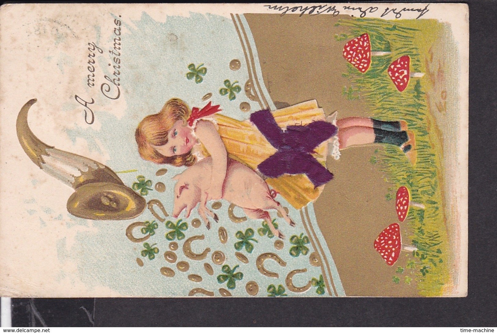 Postkarte Weihnachten , Glückschwein , Pilze 1904 - Autres & Non Classés