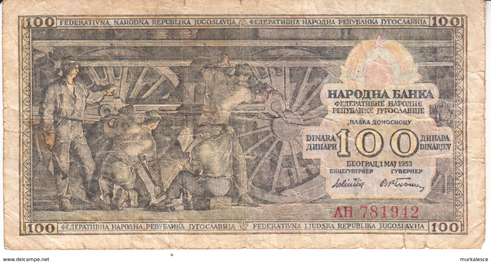 1597  SLOVENIJA   --EX-YU     100  DINARA  1953 - Slovenië