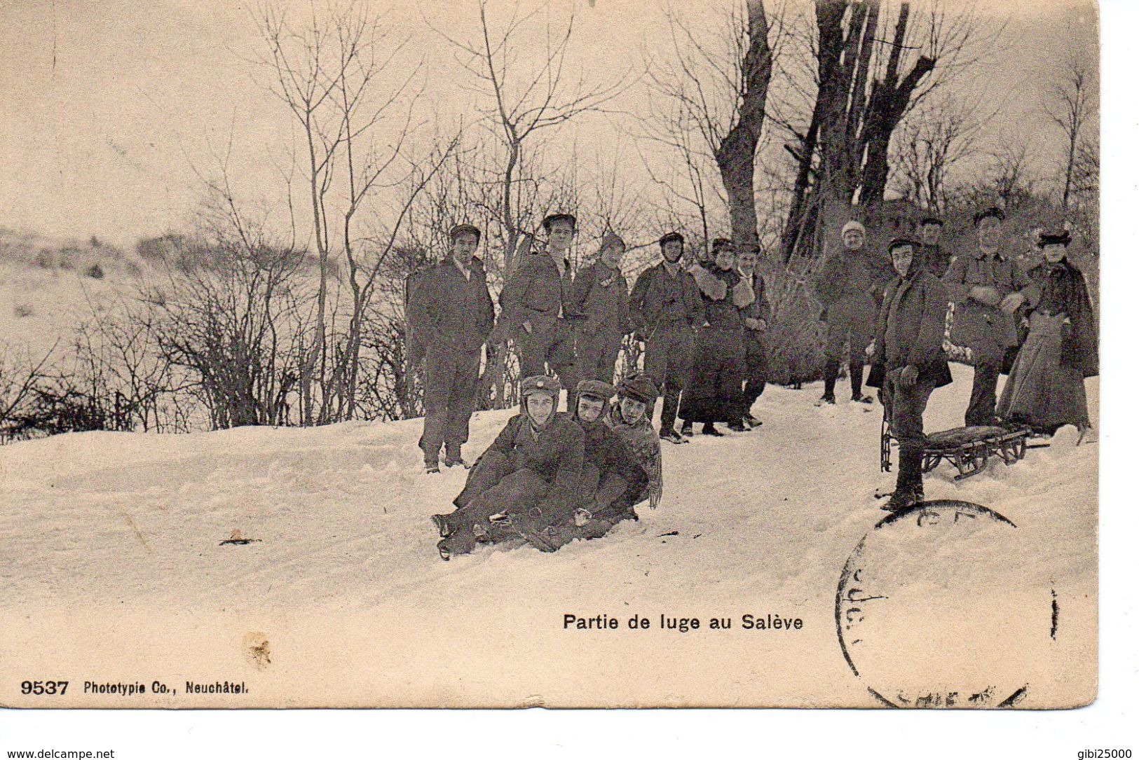 CPA 74 - PARTIE DE LUGE AU SALEVE (CARTE PEU COURANTE) - Sonstige & Ohne Zuordnung