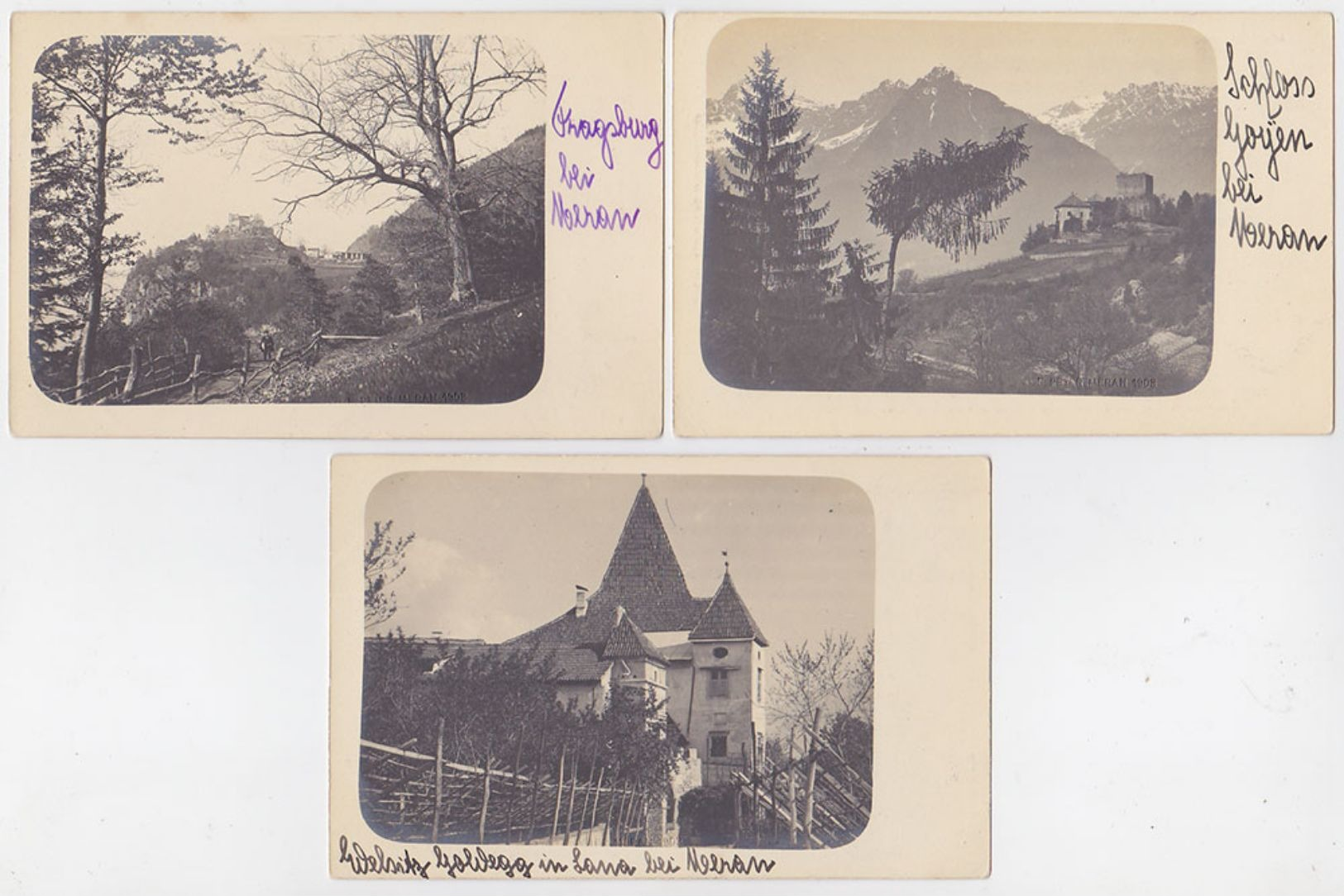 AUSTRIA ITALY 1910 PRIVATE PHOTO PC (3) CASTLES NEAR MERAN - Other & Unclassified