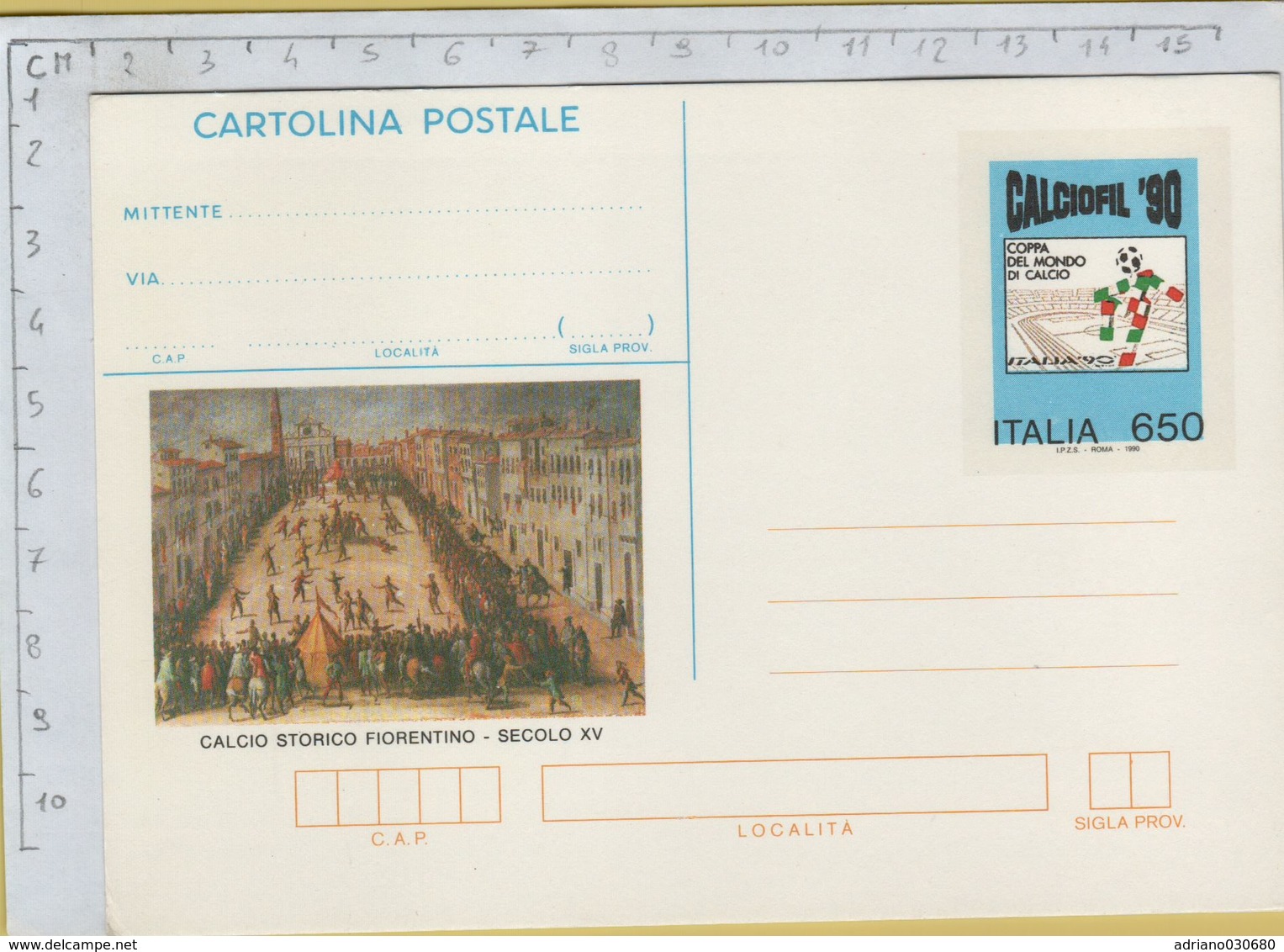 144161 Cartolina Postale Calcio Storico Fiorentino E Italia 90 - 1981-90: Storia Postale