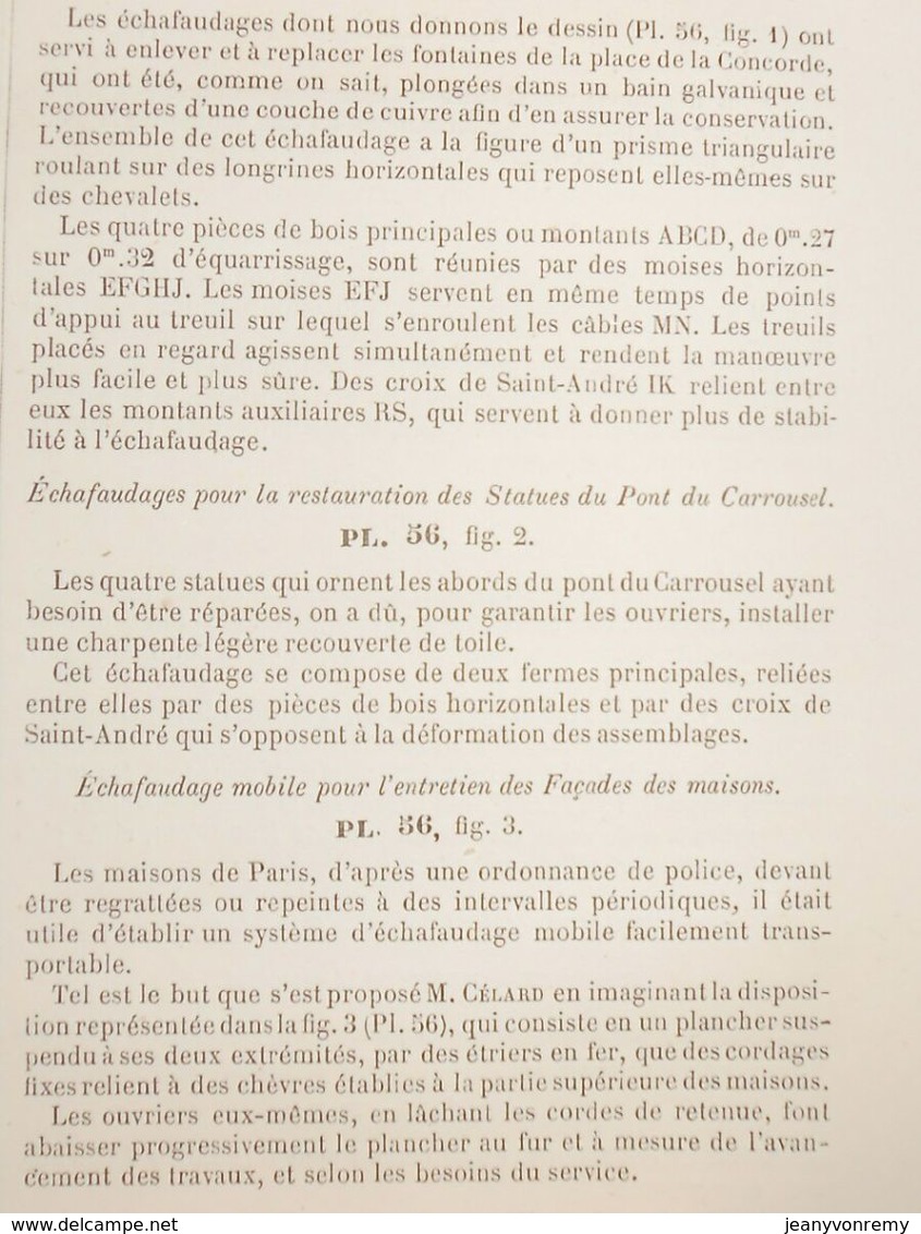 Plan D'un échafaudage Mobile Pour Le Remontage Des Fontaines De La Place De La Concorde. 1861 - Obras Públicas