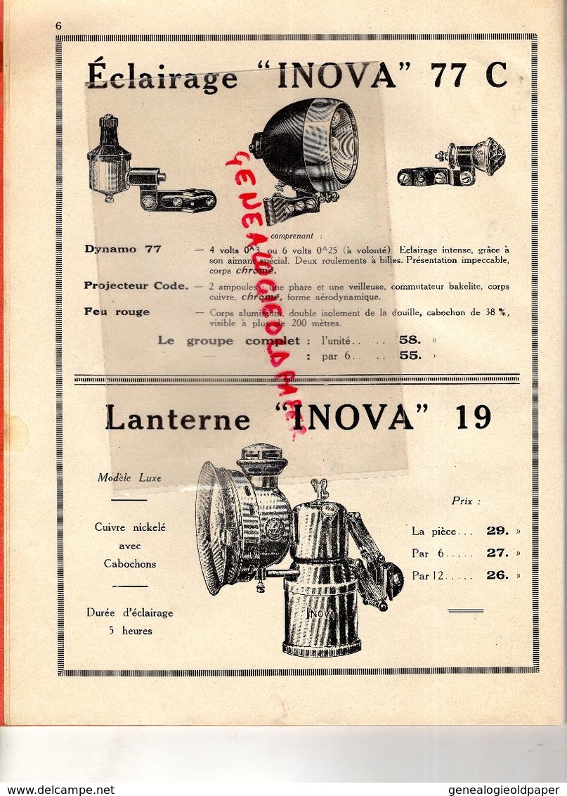 75- PARIS- RARE CATALOGUE J. LECOMTE & AUTOMOTION-TARIF N° 21-1935- VELO -TORPEDO-AVIATOR-VELO- VELOMOTEUR-MOTO-CELER-