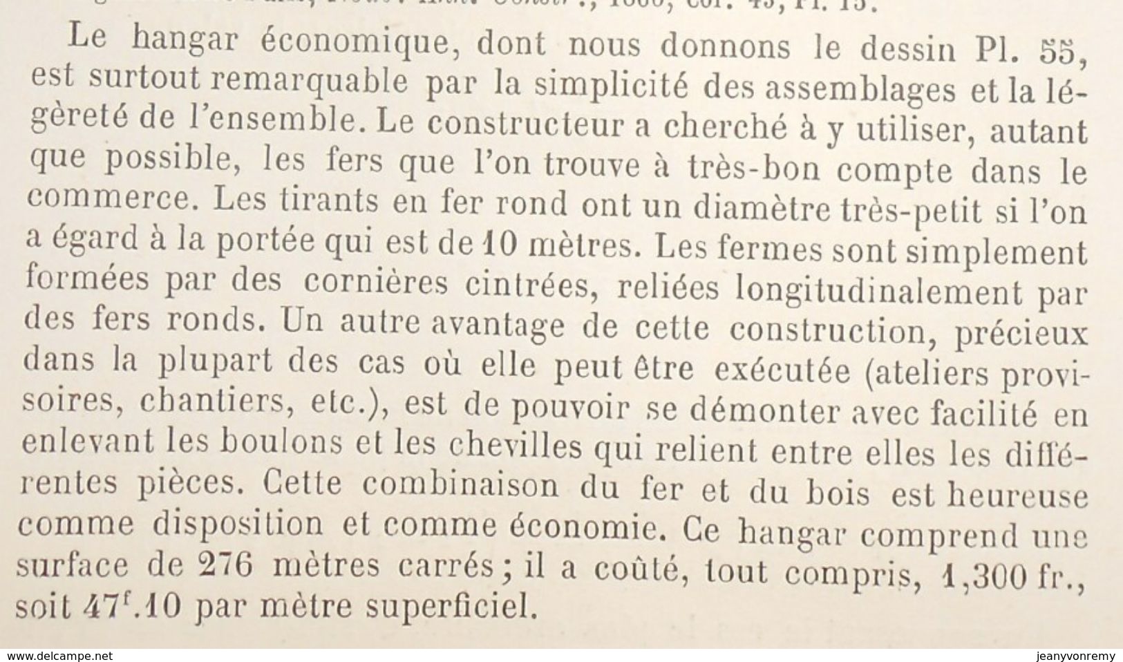 Plan D'un Hangar Et Atelier De Machines Agricoles De M. Peltier. 1861 - Obras Públicas