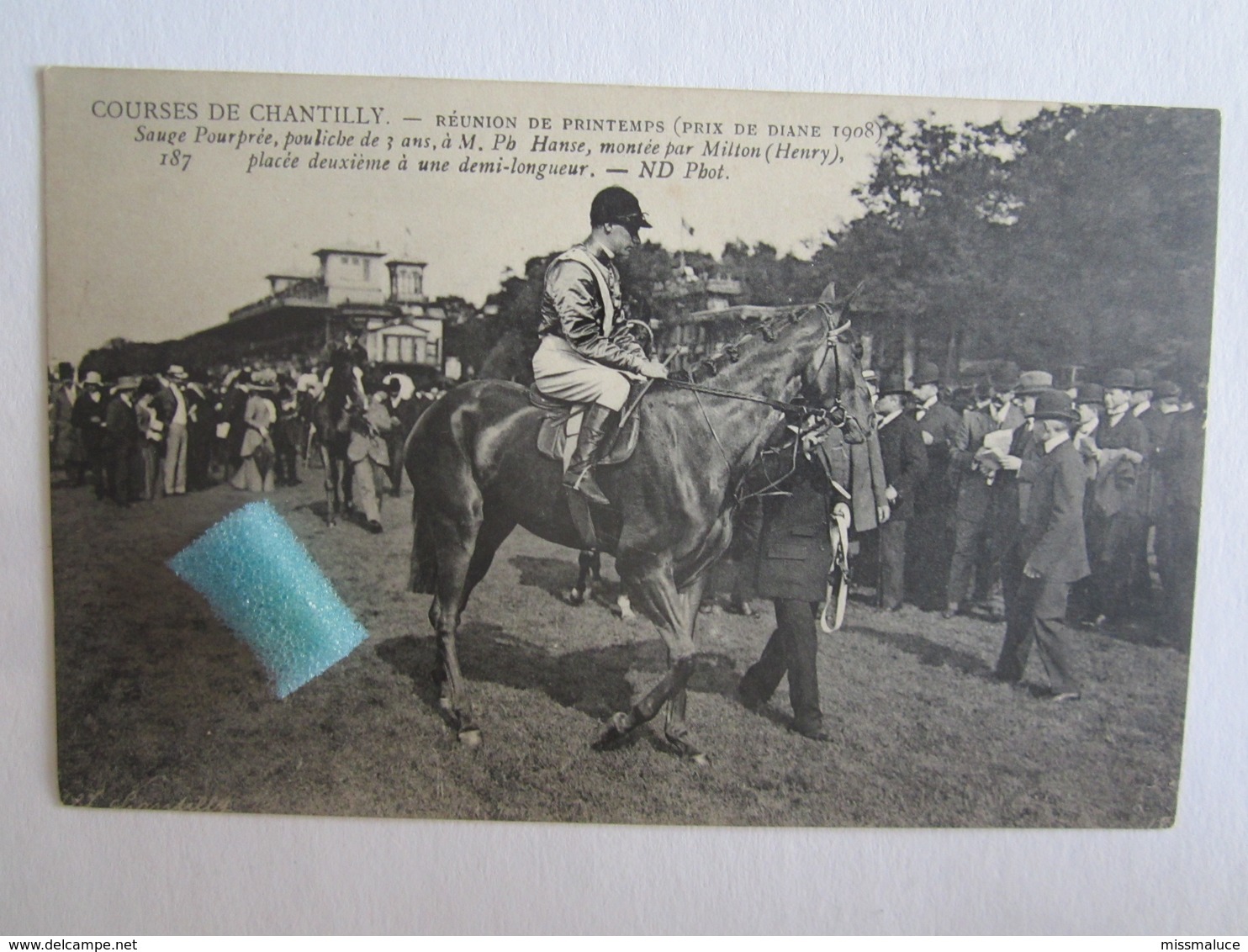 60 Oise Chantilly Courses Réunion De Printemps Prix Diane 1908 Sauge Pourprée Monté Milon Henry Sport Champ De Course - Chantilly