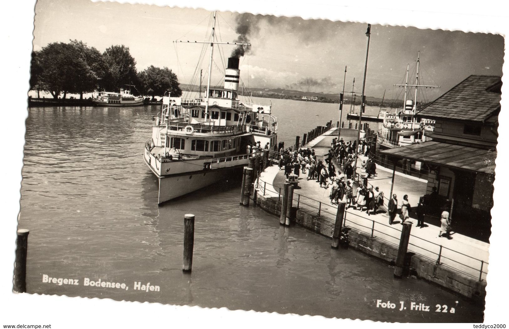 Bregenz Bodensee Hafen Suisse Timbre PRO PATRIA 1955 Con Lamella - Andere & Zonder Classificatie