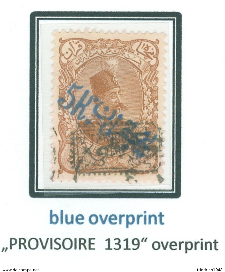 PERSIA - IRAN; 1901; 5 KRANS On 50kr Provisional Issue (blue Ovpt.) "PROVISOIRE 1319" ) Used 214 - Iran