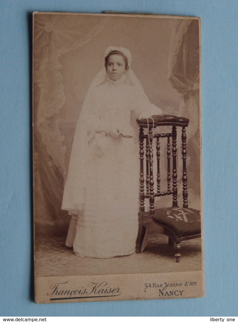 COMMUNICANT Meisje Ter Kommunie / Girl - Jeune Fille ( Old CDV Photo François KAISER - NANCY ) ! - Old (before 1900)