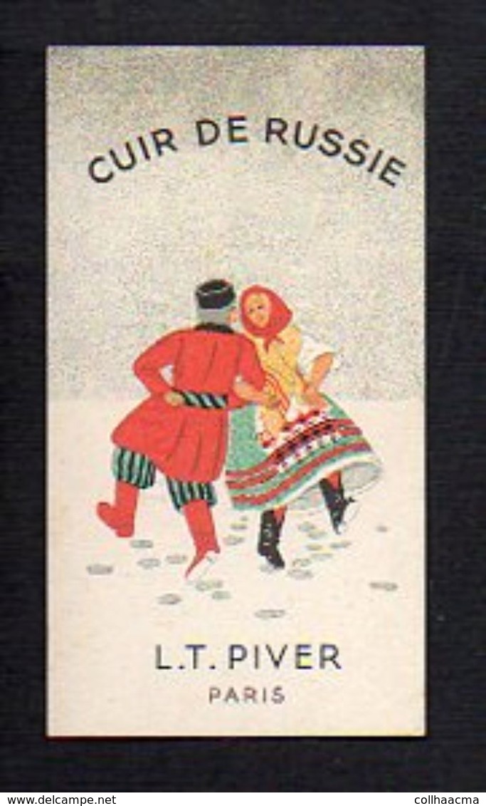 Carte Parfumée Publicitaire / Cuir De Russie De L.T. Piver Paris / Verso A. Bazin Coiffeur Parfumeur à Bois Arnault (27) - Antiguas (hasta 1960)