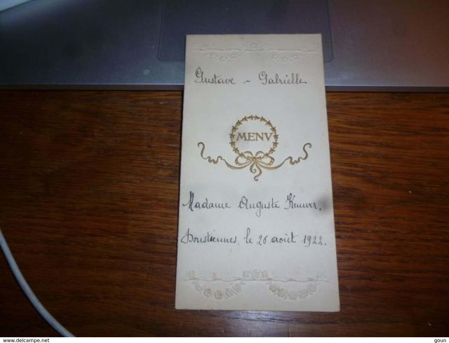 Menu Mariage 1922 Donstiennes - Menus