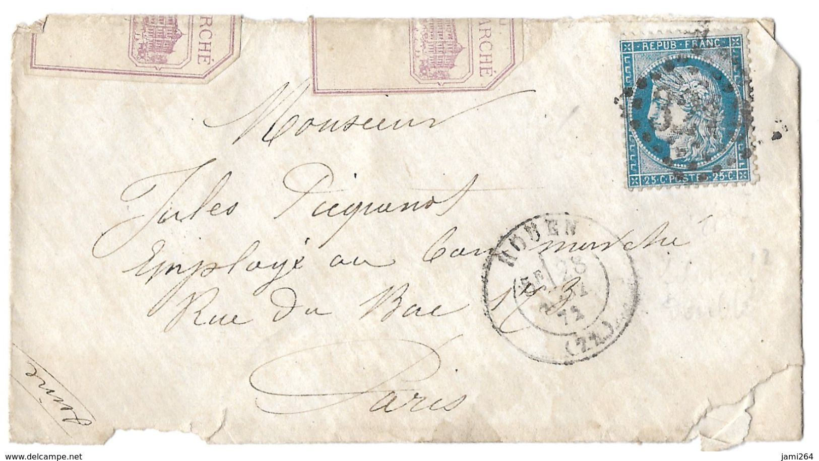 LETTRE  Avec  N°60/1 ;84 DI   ;  TTB - 1871-1875 Ceres