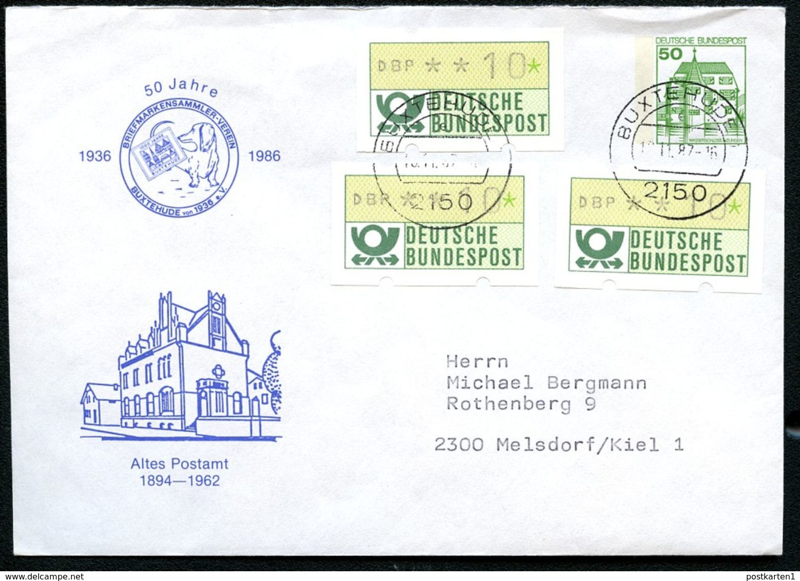 Bund PU113 C2/003 Privat-Umschlag ALTES POSTAMT BUXTEHUDE Gebr. 1987  NGK 6,00 € - Enveloppes Privées - Oblitérées