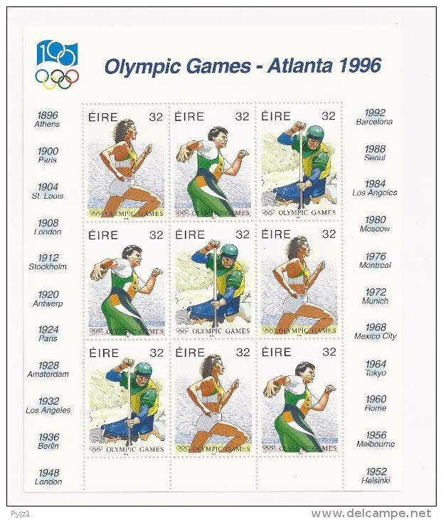 1996 MNH Ireland, Eire, Ierland, Olympic Games, Sheets, Postfris - Blocks & Kleinbögen