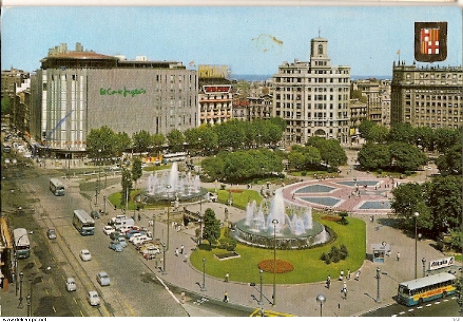 Spain & Circulated, Barcelona, Plaza De Cataluña, Queluz Portugal 1973 (88) - Monuments