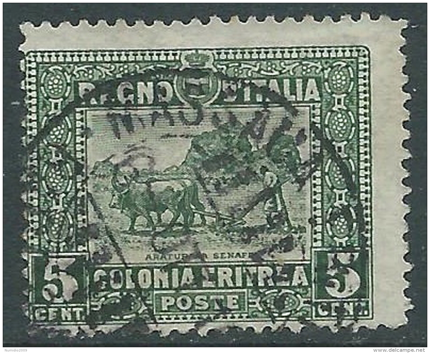 1910-14 ERITREA USATO SOGGETTI DIVERSI 5 CENT - I42-9 - Eritrea