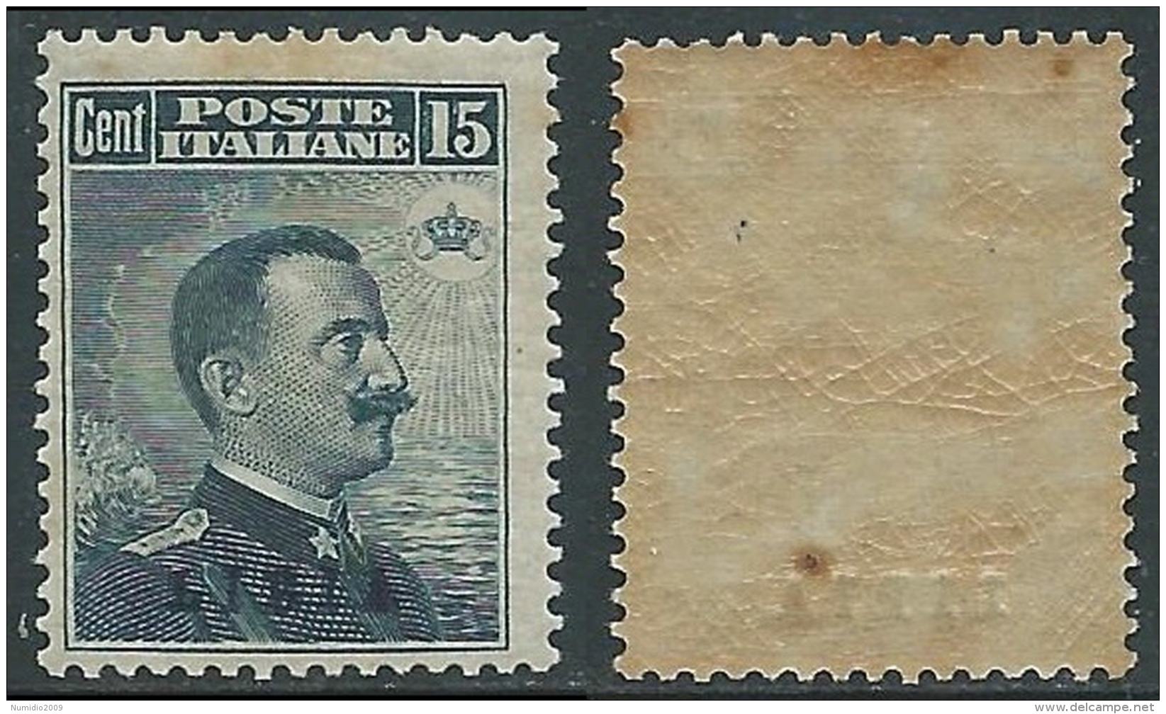 1912-15 LIBIA EFFIGIE 15 CENT GOMMA SCURA MNH ** - E135 - Libia